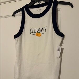 Old Navy Tank Top in White with Navy Trim